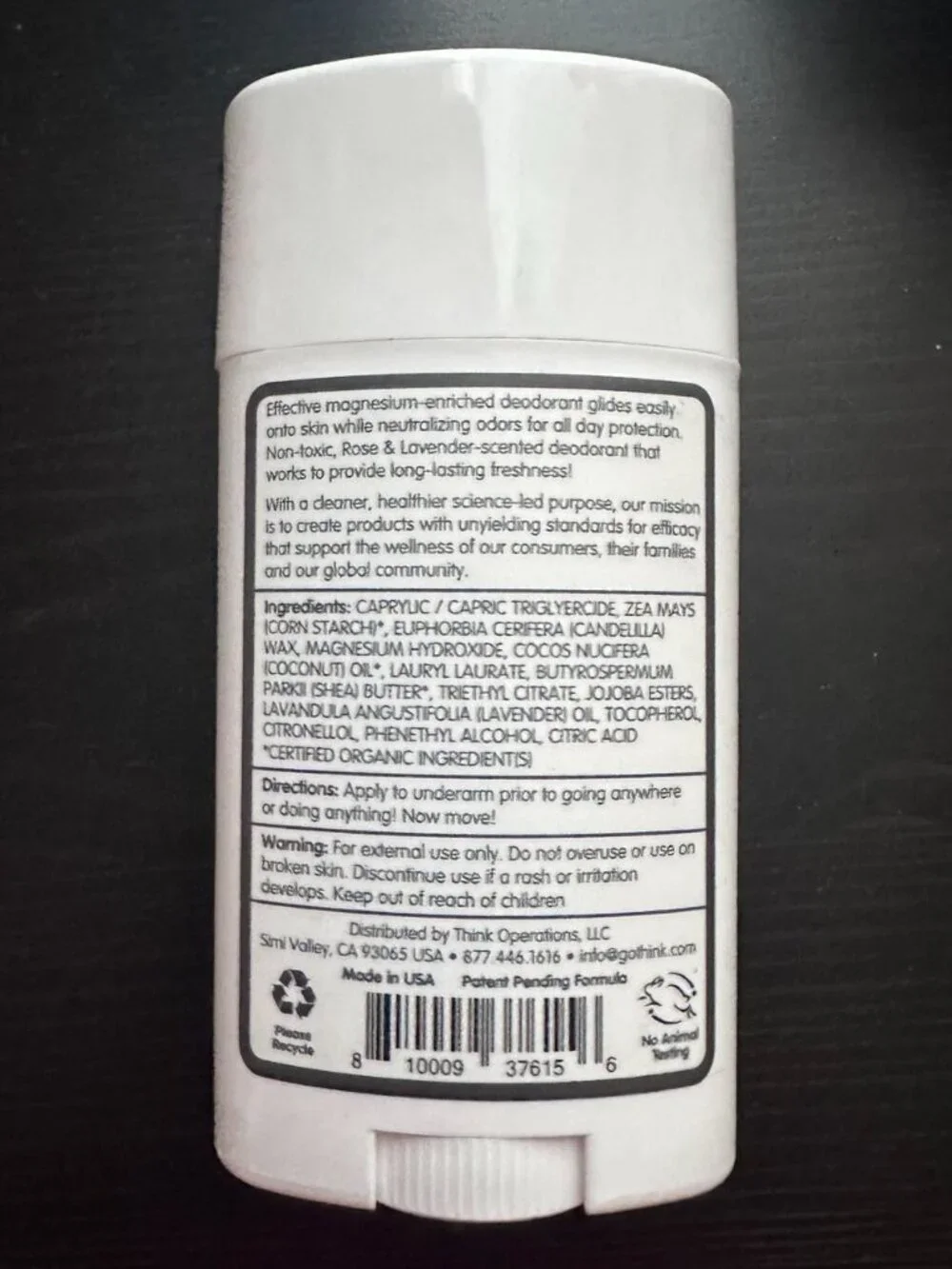 Think magnesium deodorant. New. Rose and lavender scent.